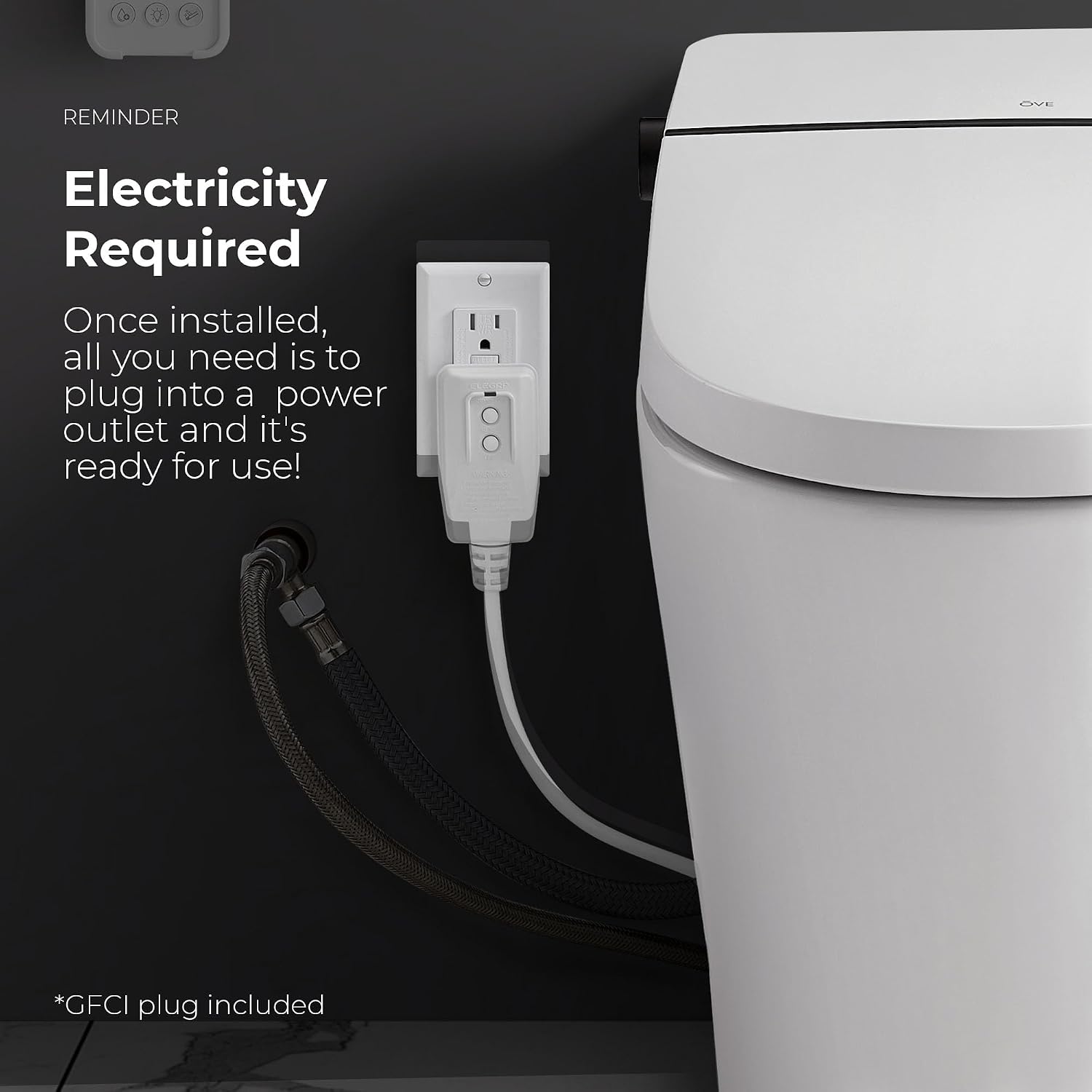 OVE Decors Ella Dual-Flush Smart Bidet Toilet with Built-in Tank, Elongated Bowl, Heated Seat, WaterSense Certified