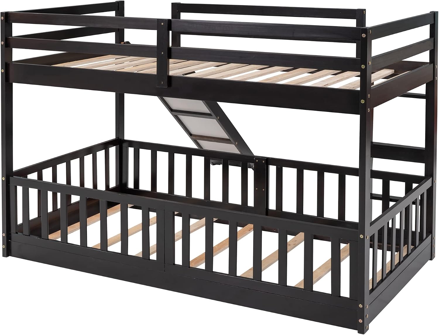Bellemave Kids Bunk Beds with Slide, Twin Over Twin Bunk Beds with Ladder for Boys Girls, 3 Assembly Methods, Espresso