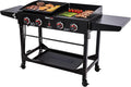 GD402 4-Burner Propane Gas Grill and Griddle Combo with Foldable Legs, 48,000 BTUs, Portable Griddle Grill Combo for Outdoor Cooking While Camping or Tailgating, Black
