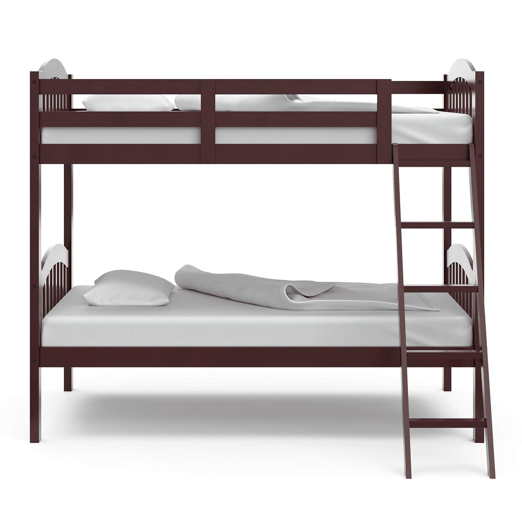 Storkcraft Long Horn Twin-Over-Twin Bunk Bed (Espresso) - GREENGUARD Gold Certified, Converts to Two Twin Beds, Wood Bunk Bed for Kids Bedroom