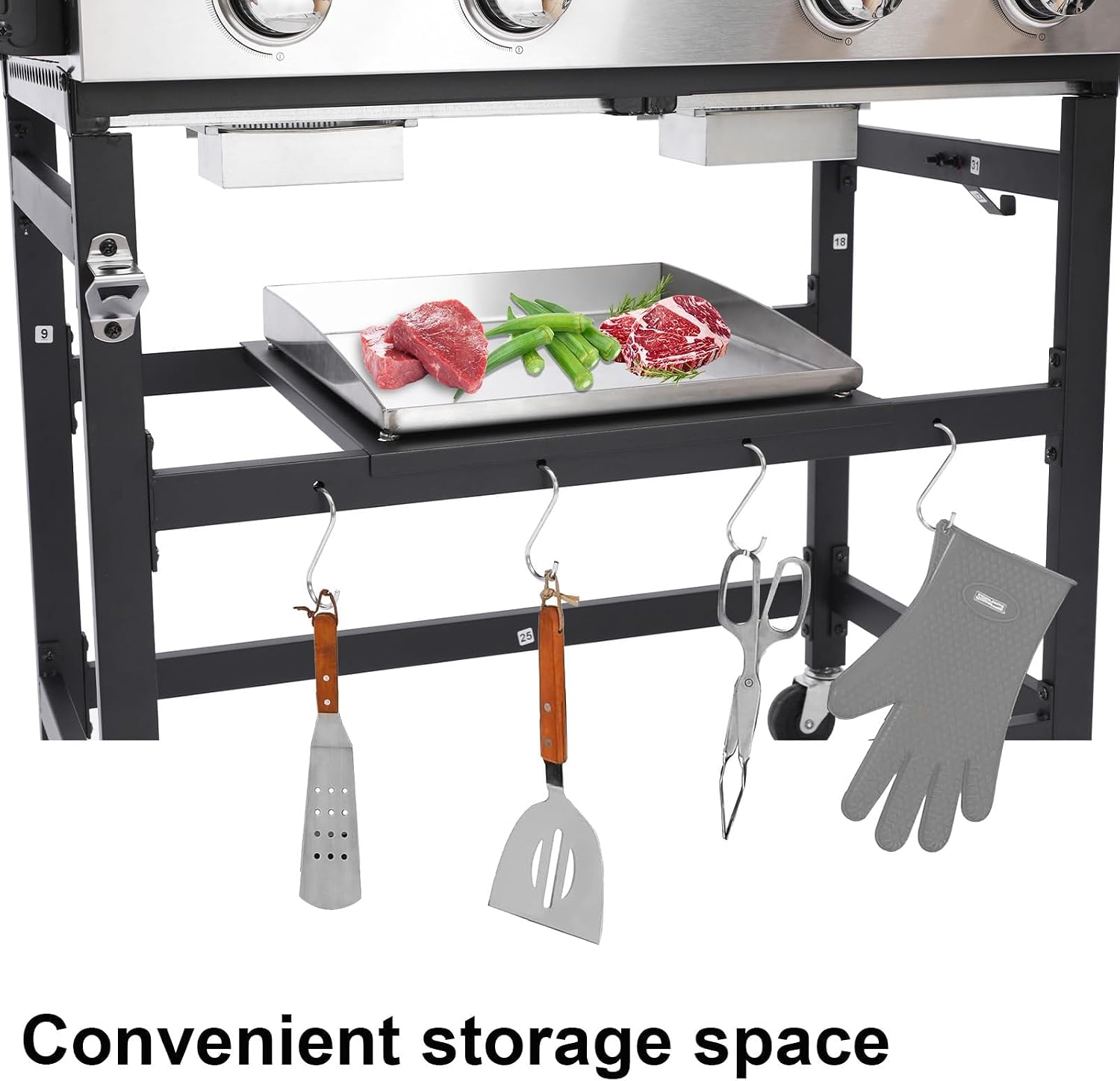 2-in-1 Propane Griddle Grill Combo 38200 BTU, 4-Burner Propane Gas Grill with 2 Foldable Side Tables for Outdoor Cooking Camping Patio Backyard (Grill + Griddle)