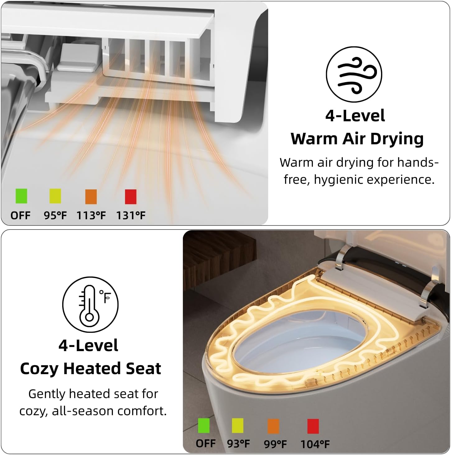 E5 Smart Toilet with Built-In Water Tank, Auto Open/Close Lid, Bidet Toilet with Multiple Wash Modes, Instant Warm Water, Heated Seat, Warm Air Dryer, UV Nozzle Light, Deodorizer, Remote