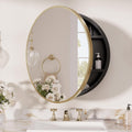 TETOTE Gold Medicine Cabinet with Mirror Round Medicine Cabinets 20 x 20 for Bathroom Modern Bathroom Organizer with Shelves Adjustable Shelves Wall Mounted