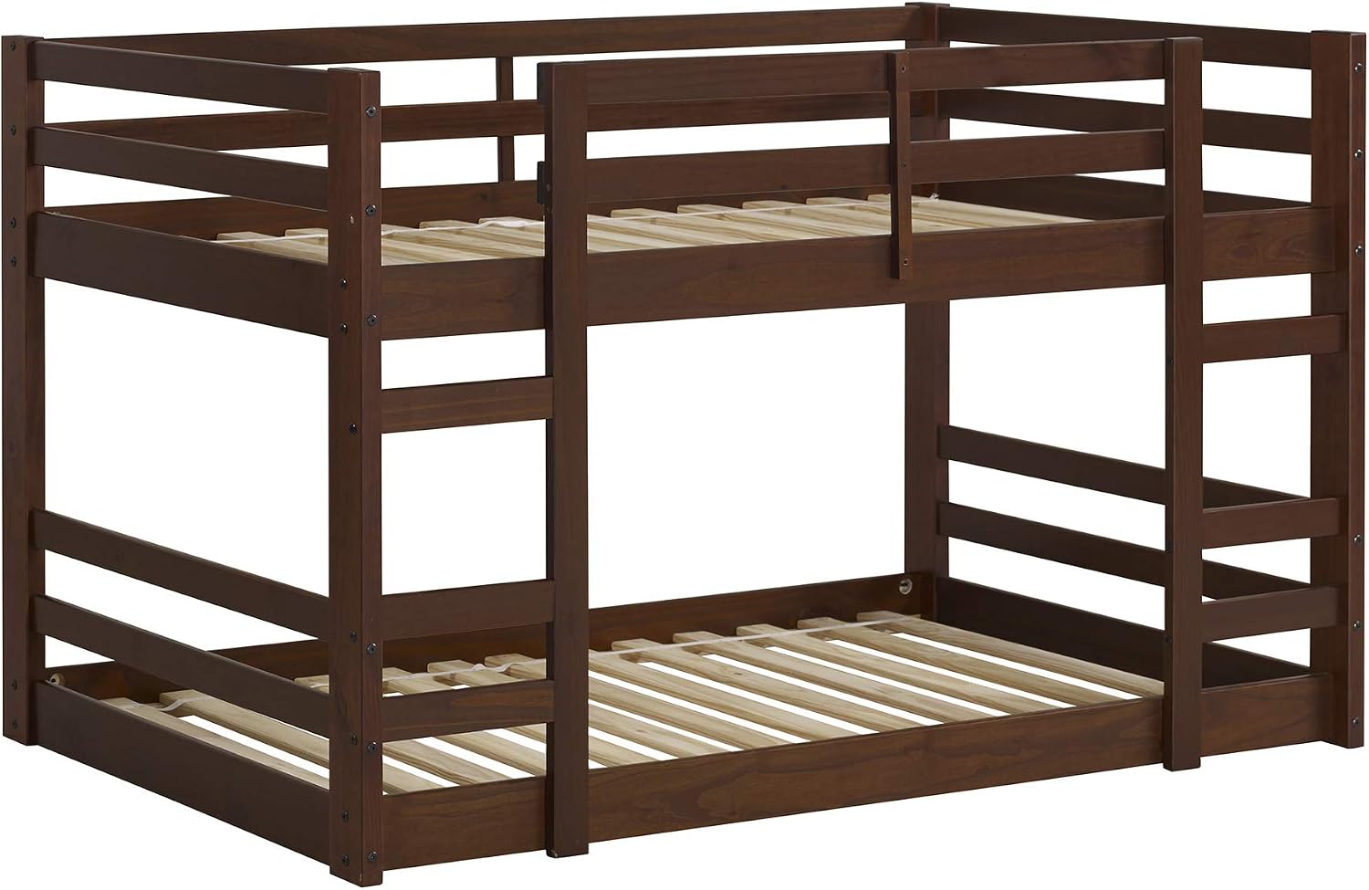 Walker Edison Alexander Classic Solid Wood Stackable Jr Twin Over Twin Bunk Bed, Twin Over Twin, Walnut