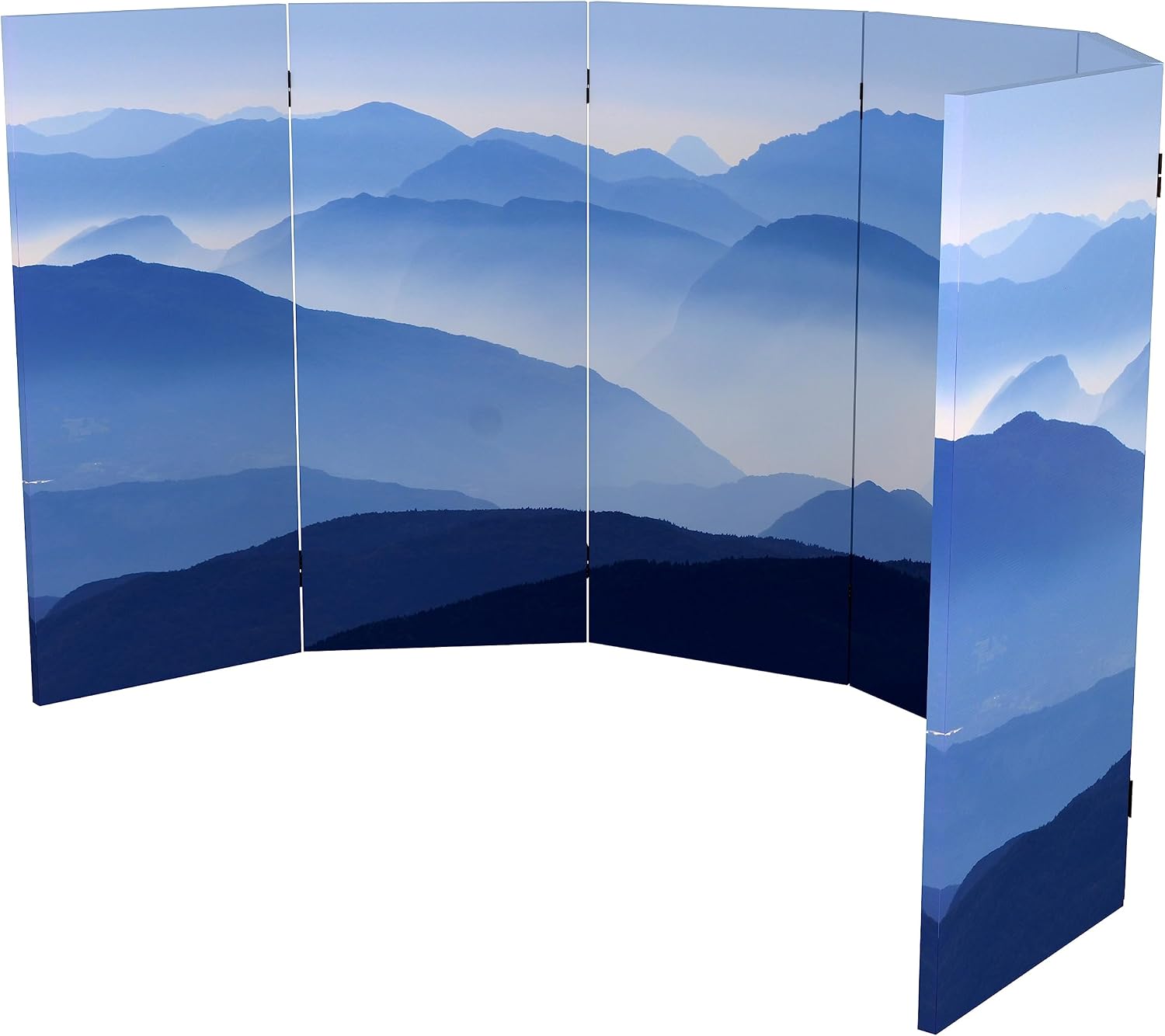 Red Lantern 3 ft. Short Double Sided Misty Mountain Canvas Folding Screen 6 Panel Freestanding Partition and Separator for Modern and Contemporary Bedroom, Home Office, Studio, Dorm, Apartment