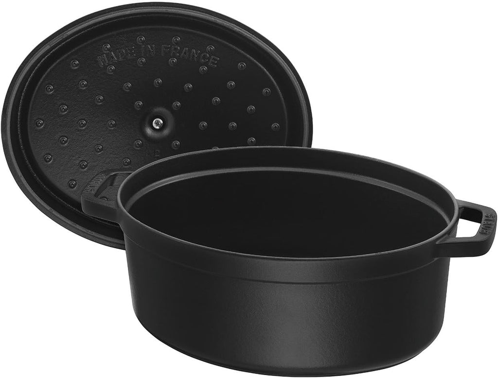 Staub La Cocotte Oval 40509-319 Pico Cocotte Oval Black 12.2 inches (31 cm) Large Two-Handed Cast Enameled Pot, Induction Compatible