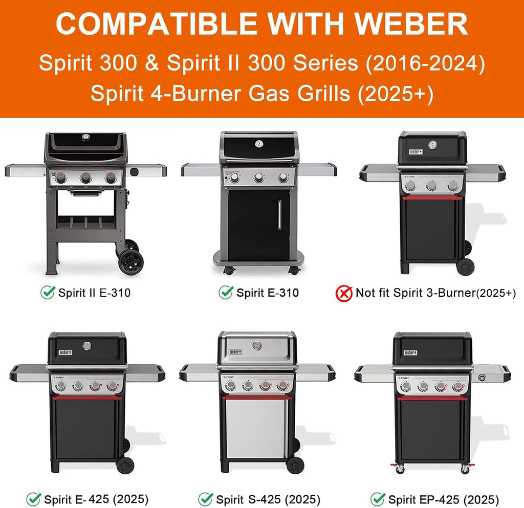 6787 Full-Size Griddle Inserts & 7658 Cast Iron Grill Griddle for Weber Spirit 300 & Spirit II 300 Series Grills, Flat Top Griddle for Weber Spirit I & II E-310 E-320 S-310 S-320