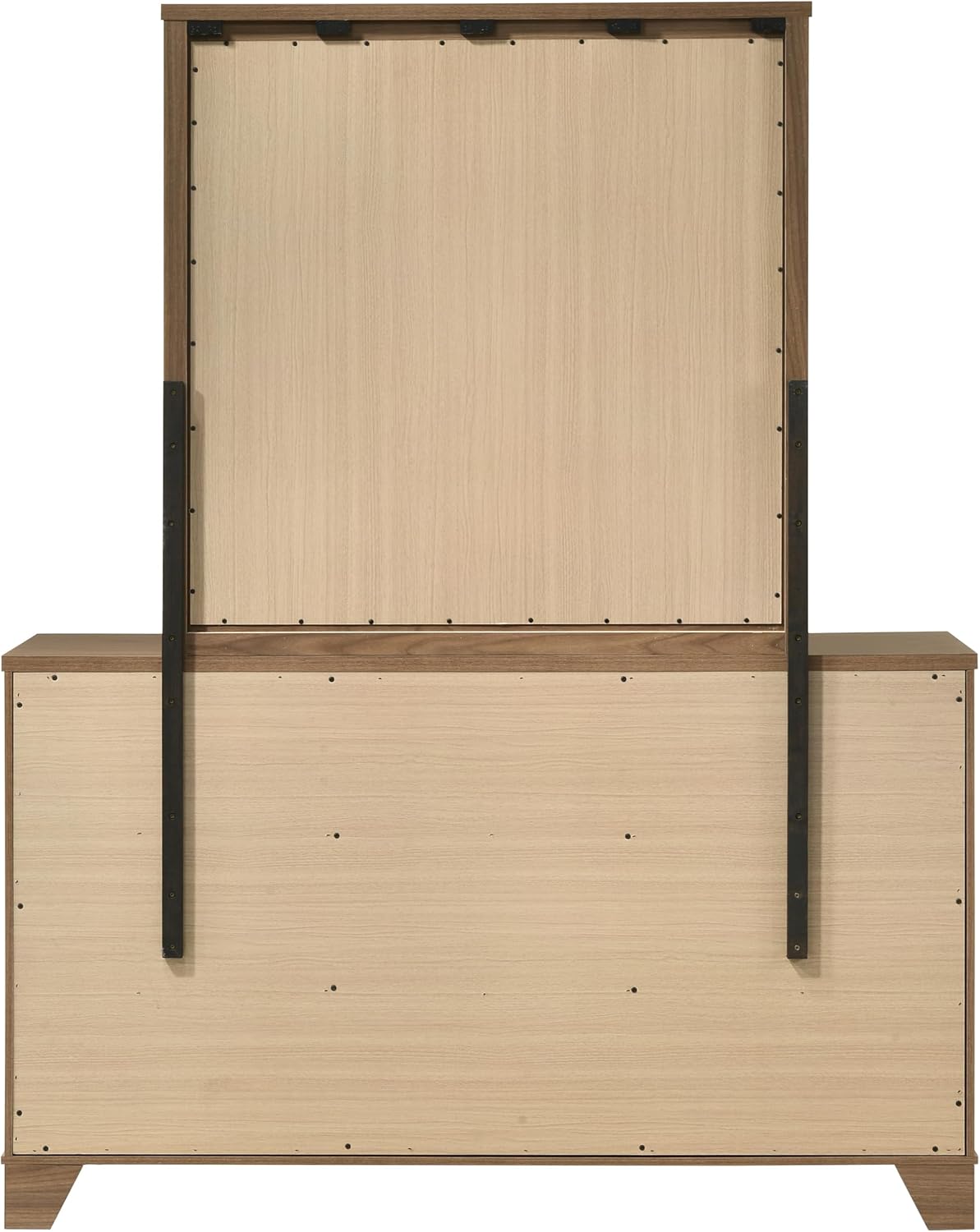 Furniture of America Nomal Modern Solid Wood 5-Piece Bedroom Set with Recessed Panel Headboard Bed, Metal Center Glide on Nightstands and Dresser with Mirror, Box Spring Needed, Queen, Chestnut Brown