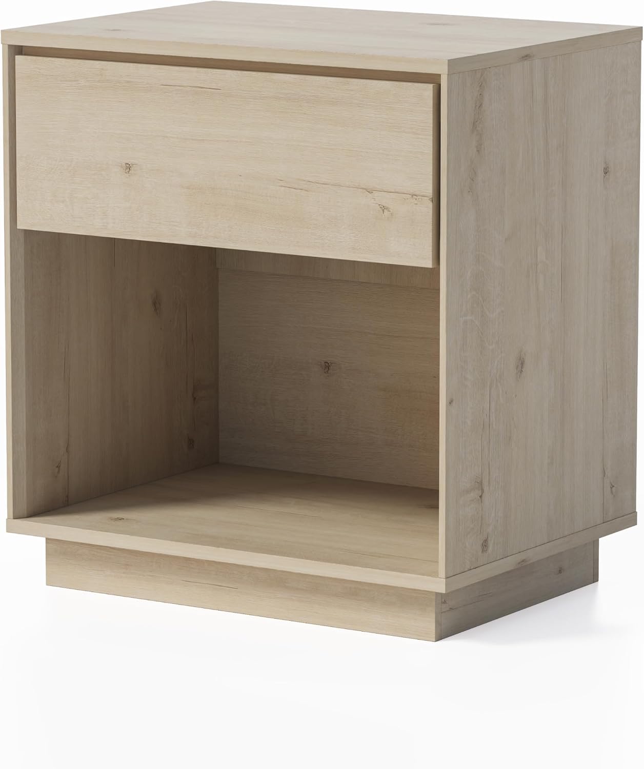 EYYTHUNG Modern End Side Table Set of 2, Wood Nightstand with Storage and Open Shelf, Farmhouse Boho Bedside Table Accent Night Stand for Bedroom, Light Oak