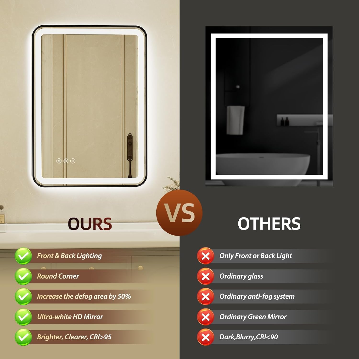 20x28 Inch Black Framed LED Bathroom Mirror with Lights, Built-in Bluetooth Speaker, Dimmable Lighted Bathroom Vanity Mirror with 3 Colors, Backlit + Frontlit, Memory, Anti-Fog