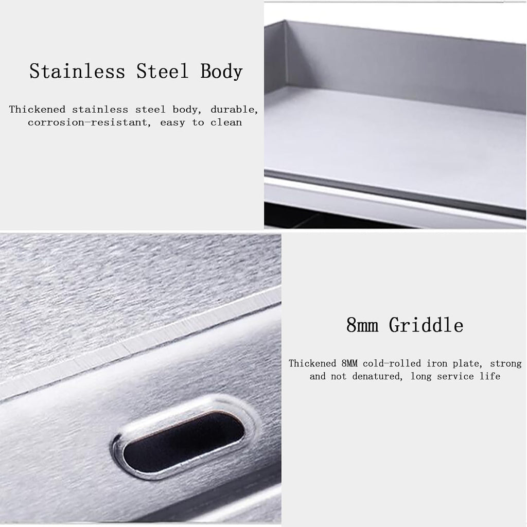 Electric Countertop Griddle 28' Commercial Flat Top Grill Countertop Griddle Thermostatic Control Hot Plate Non-Stick Stainless Steel Teppanyaki Grill for Restaurant,