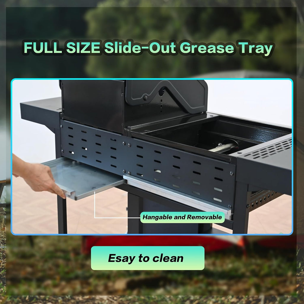 2+2 Multi function Burner Gas Grill and Griddle Combo with Cover for Outdoor Cooking While Camping or Tailgating BBQ,FRYING,PIZZA.