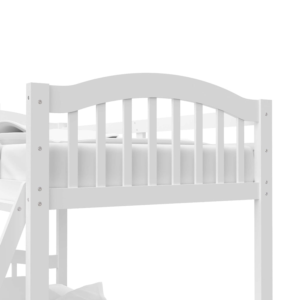 Storkcraft Long Horn Twin-Over-Twin Bunk Bed (White) - GREENGUARD Gold Certified, Converts to Two Twin Beds, Wood Bunk Bed for Kids Bedroom