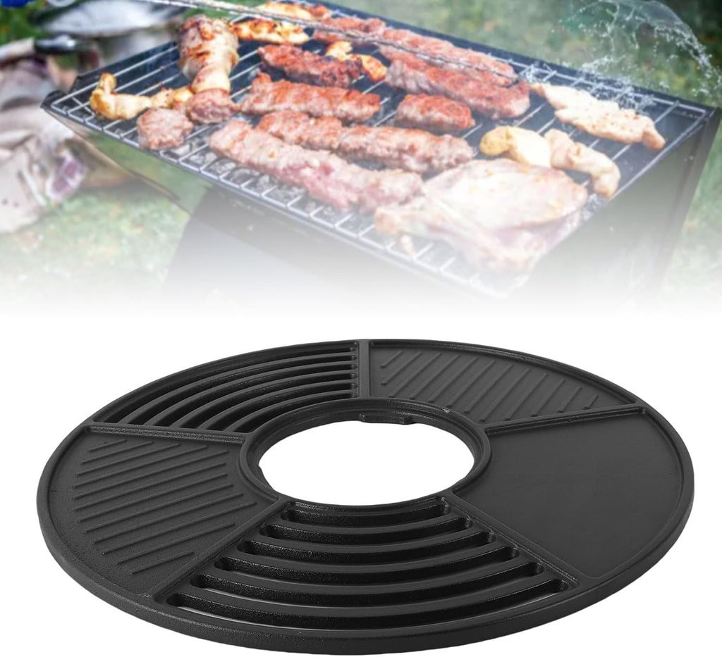 42cm Cast Iron Round Grill Grate, Cooking Grates Griddle Combo Non Stick Charcoal Grill BBQ Pan Plate Replacement for Outdoor Camping Picnics
