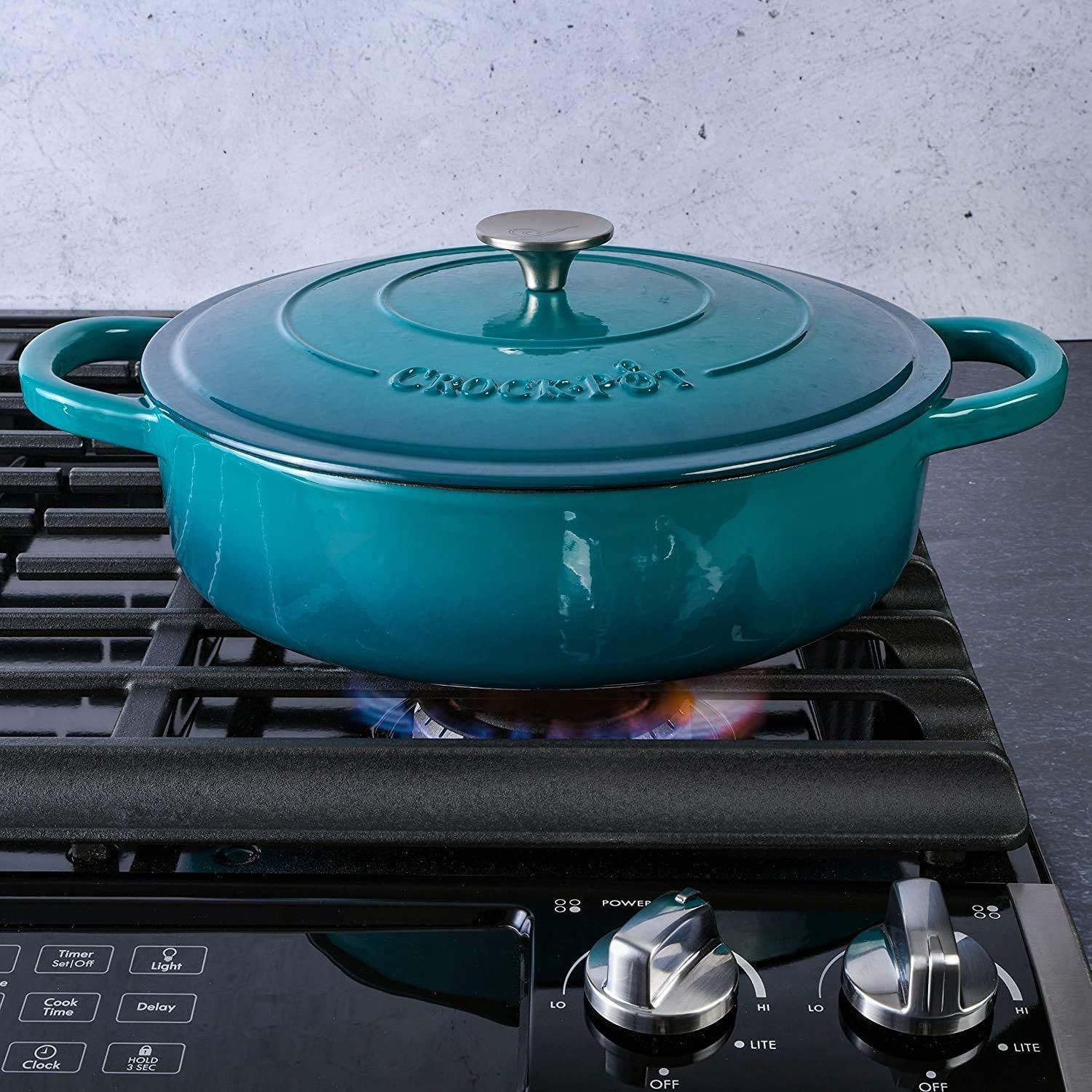 5 Quart Enameled Cast Iron Braiser Pan with Self-Basting Lid – Round Dutch Oven Casserole Dish for Roasting, Simmering & Baking – Oven Safe with Large Handles for Easy Lifting (Teal Ombre)