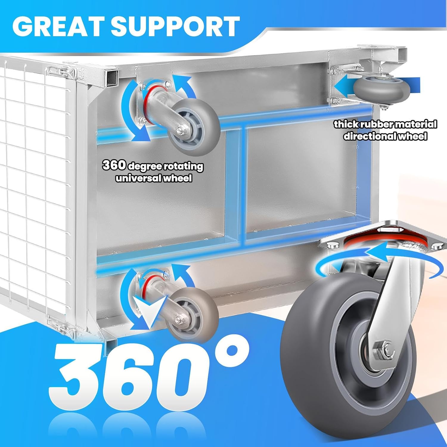 4-in-1 Upgraded Fence Foldable Push Cart Dolly, 2200lbs Loading Truck Cart with Cage, Stainless Steel Platform Truck with 4 Casters, Durable Heavy Duty Flatbed Cart for Grocery, Laundry, Warehouse