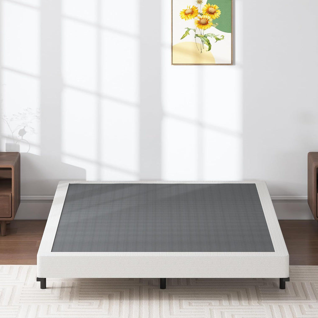 SHLAND Box Spring California King, 5 Inch Metal Cal King Size Box Spring Basic Bed Base, Mattress Foundation, Black Heavy Duty Metal Structure with Cover