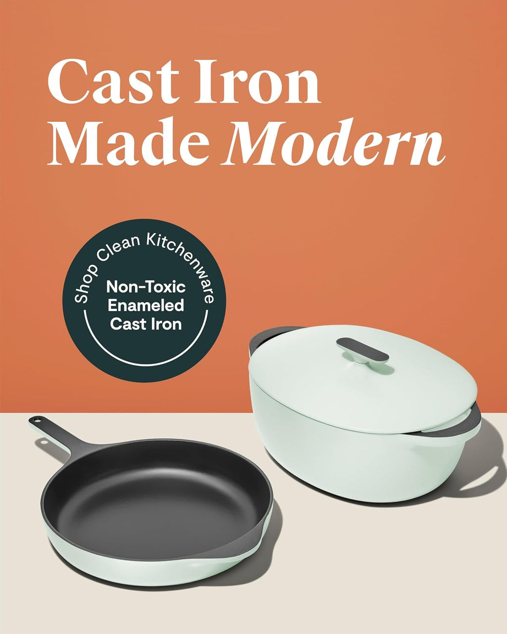 Caraway 4-Piece Enameled Cast Iron Duo - 12' Skillet, 8.5 qt Dutch Oven with Lid and Storage Organizer - Non-Toxic 3-Layer Enamel Coating - No Seasoning Required - Light Mist