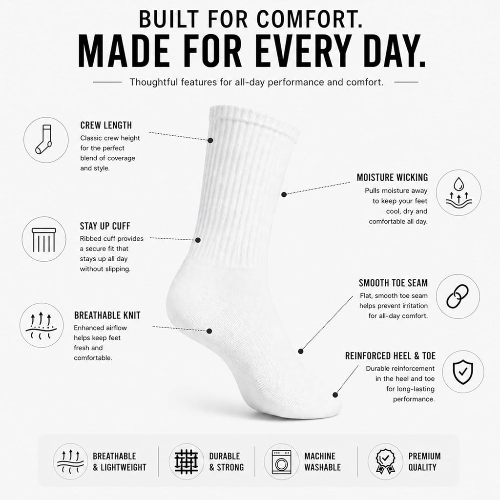 Winterlace 240 Pairs 80% Cotton Crew Socks for Homeless Men Women, Charity Donation Warm Bulk Pack