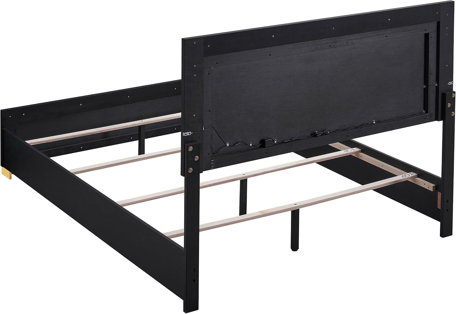 Coaster Home Furnishings Marceline Contemporary 5-Piece Bedroom Set Queen Size LED Panel Bed Frame 51-inch Headboard Black 222831Q-S5