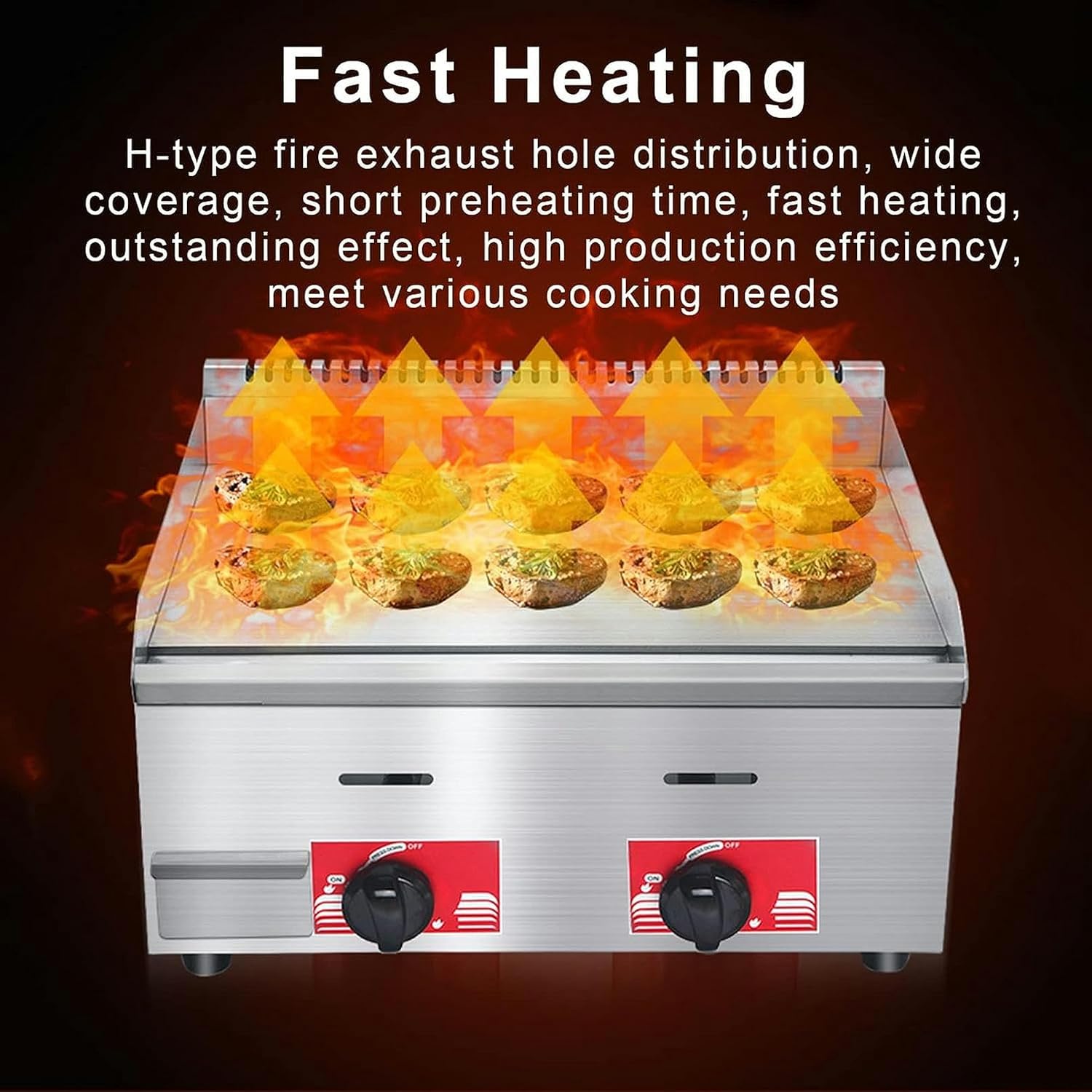 21' Commercial Gas Electric Griddle, Heavy Duty Stainless Steel Teppanyaki Flat Top Grill, for Kitchen Restaurant BBQ Tools