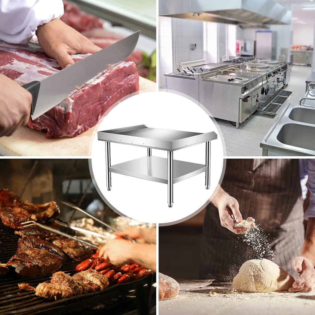 36' x 30' Stainless Steel Equipment Grill Stand with Undershelf, Heavy Duty Griddle Stand Table for Kitchen, Bar, Restaurant, Home and Hotel