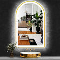 20x32 Inch Gold Bathroom Arch Vanity Mirror with Light Gold Frame Arch LED Mirror for Bathroom Wall Arched Lighted Mirror Anti Fog Dimmable 3Color 32' Gold Framed Arch Smart LED Light up Mirror