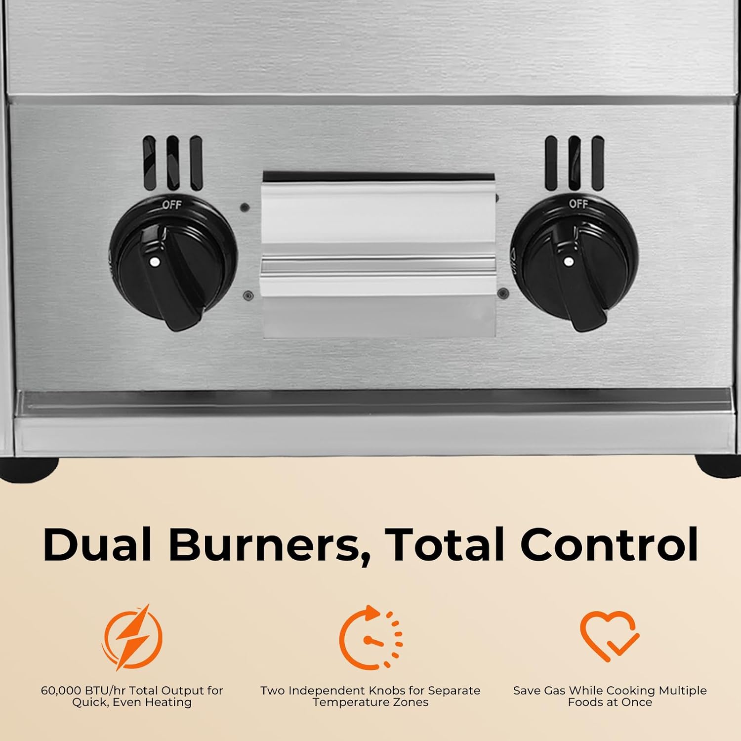 21' Gas Grill, 60TU/hr Commercial Countertop Gas Grill 2 Burner Gas Propane Flattop BBQ Stove Natural/Propane gas Radiant Char Broiler Grill with Adjustable Temperature for Garden Patio