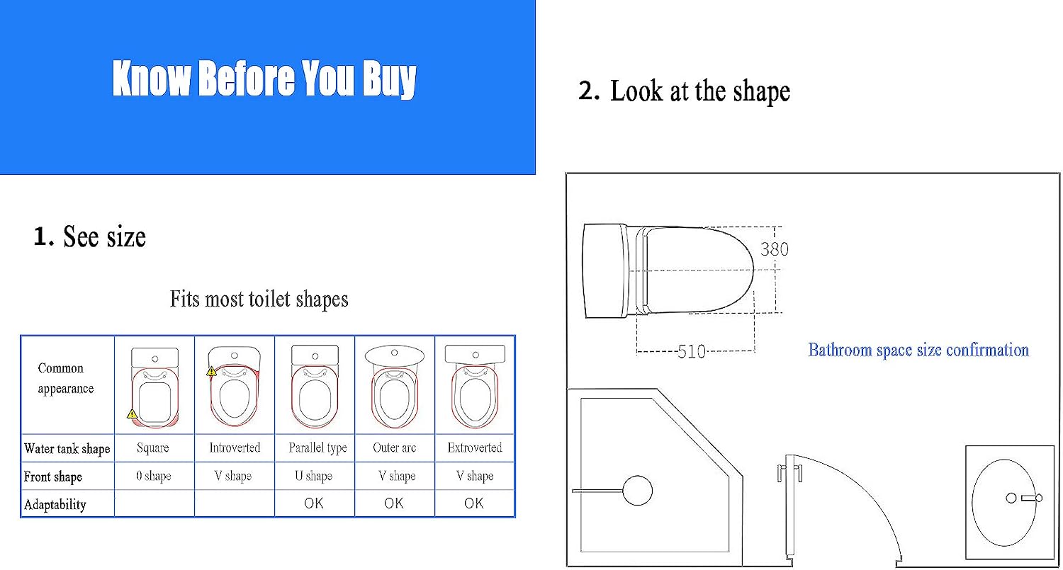 Light Mode Indicator Light Bidet Toilet Seat with Heated Seat Temperature,Instant Heating System,Advanced Self-Cleaning Steel Nozzle