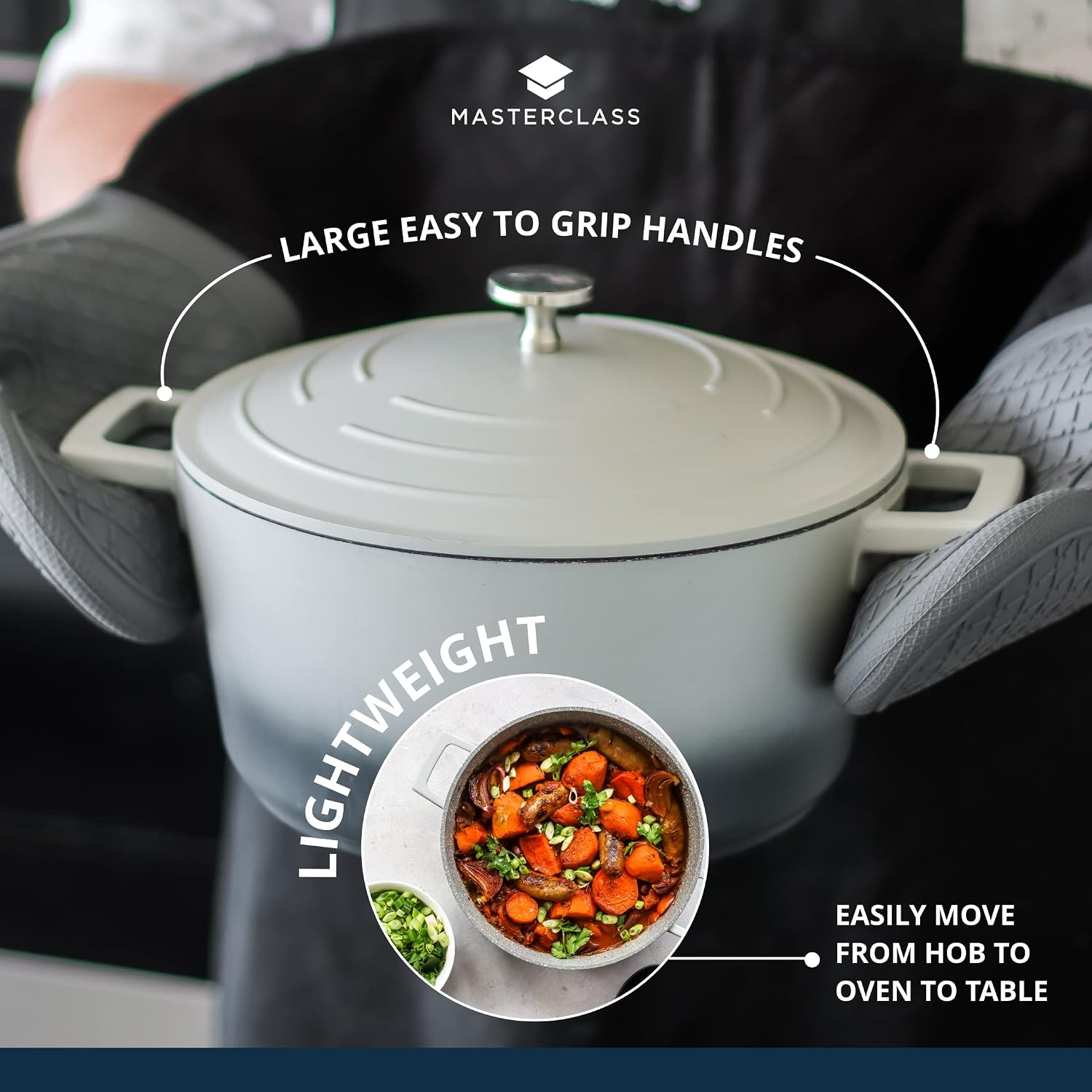 MasterClass Cast Aluminium Casserole Dish, Grey Ombre, 28cm/5Litre, Gift Boxed