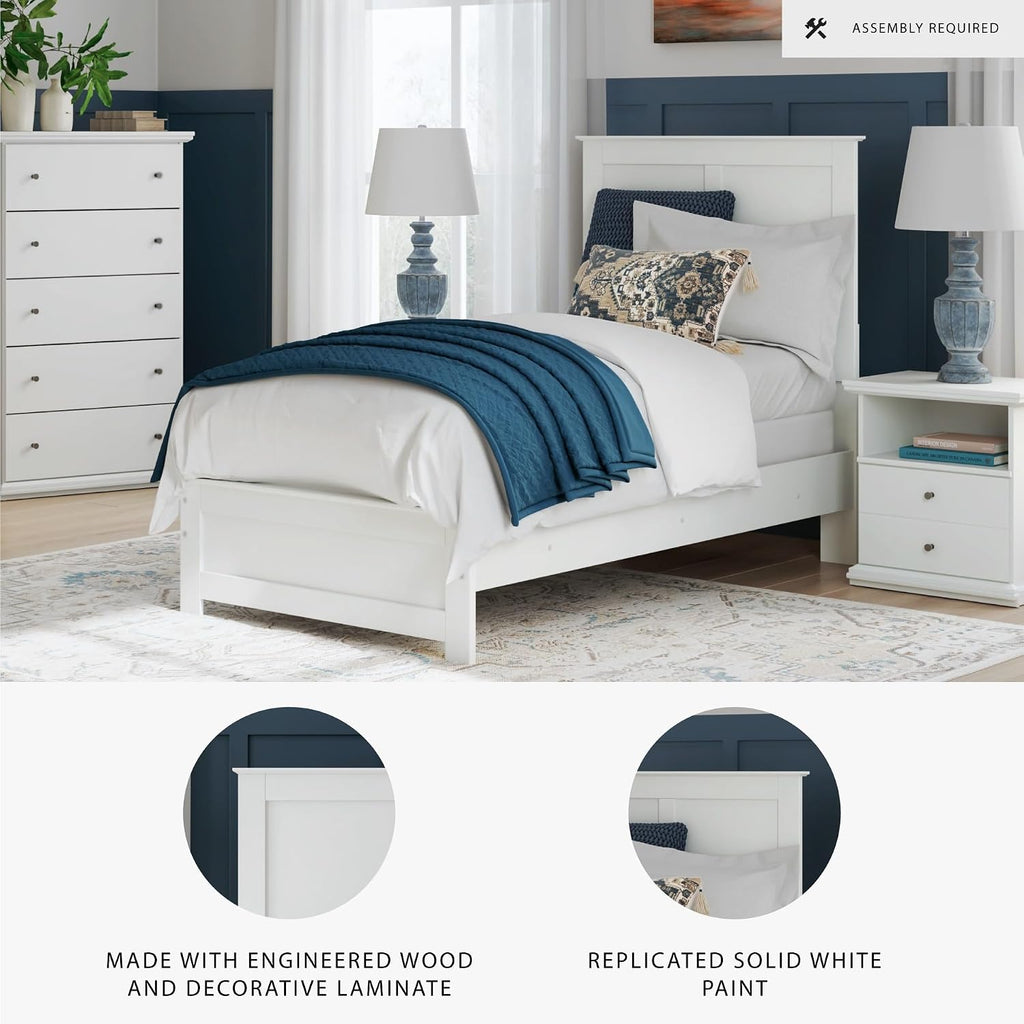 Signature Design by Ashley Bostwick Shoals Transitional Twin Panel Bed, Foundation or Box Spring Needed, White