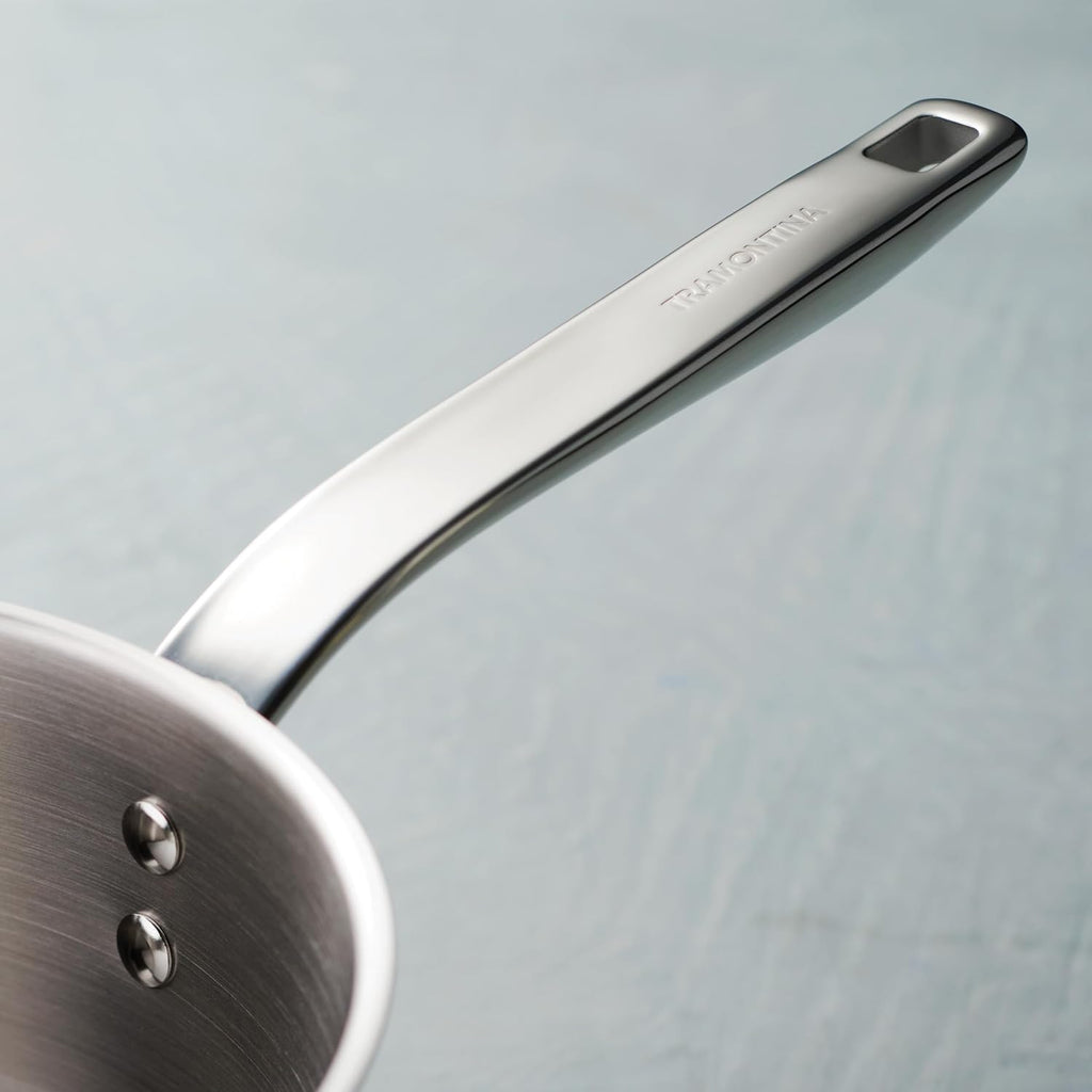 Tramontina Tempo Tri-Ply Base Stainless Steel 3-Quart Sauce Pan with Glass Lid, Induction-Ready Saucepan, Oven-Safe, Dishwasher-Safe