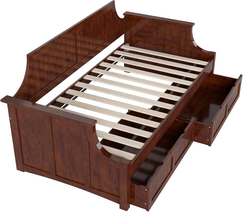 AFI Cambridge Twin Wood Daybed with Set of 2 Drawers in Walnut