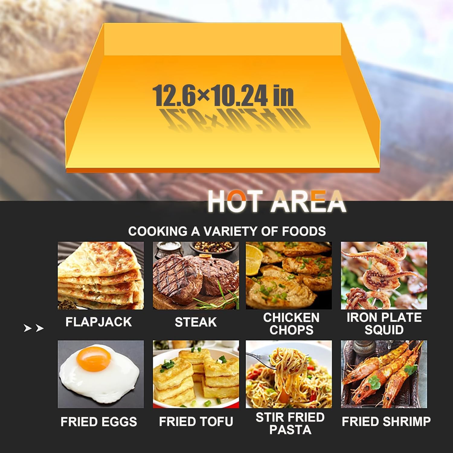 INTSUPERMAI Commercial Grill Griddle Teppanyaki Grill Countertop Griddle Flat Top Grill Hot Plate Stove with 12.6×10.24in/320×260mm Plate Size 50℃-300℃ Temperature Adjustable 110V 1200W