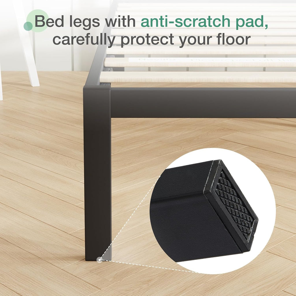 Novilla Full Size Bed Frame with Headboard, Metal Platform Bed Frame, Wood Slat Support, Heavy Duty, No Box Spring Needed, Easy Assembly, Black