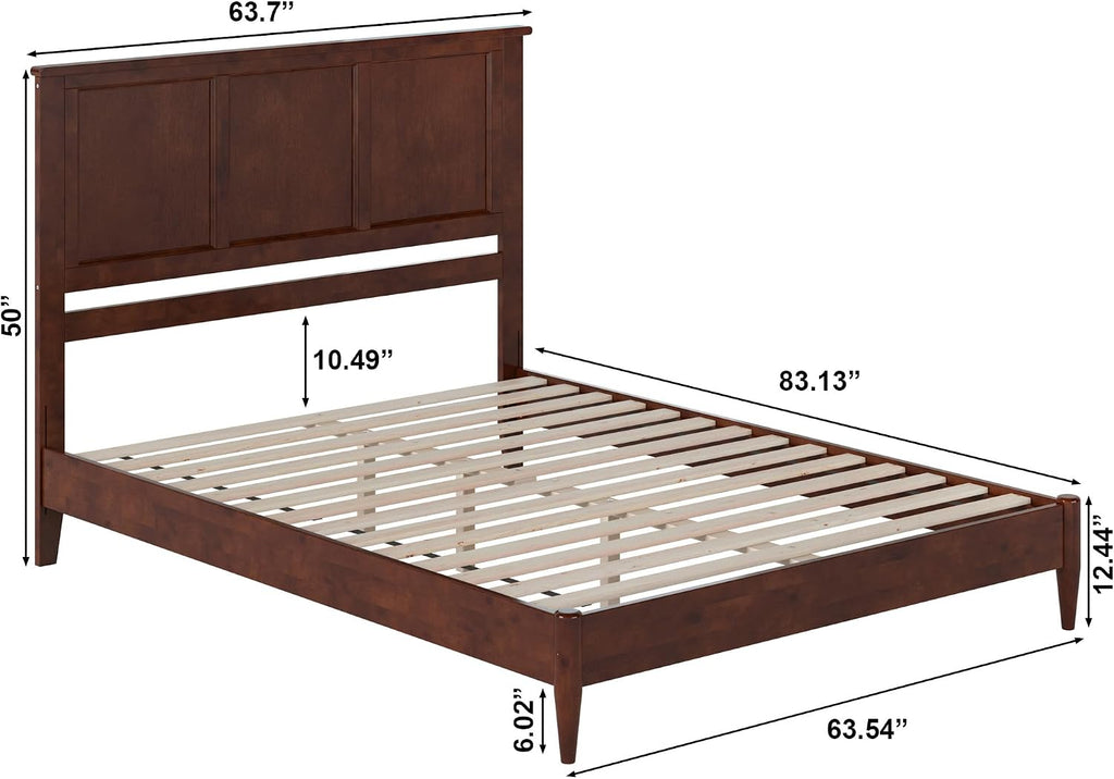 AFI, Charlotte Queen Solid Wood Low Profile Platform Bed, Walnut