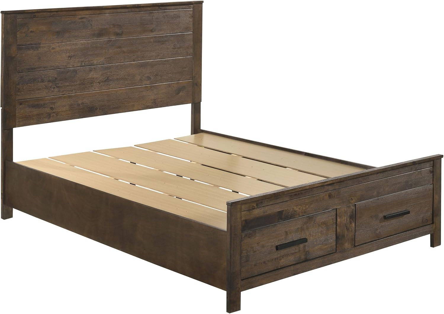 Coaster Home Furnishings Woodmont Farmhouse 4-Piece Bedroom Set Queen Size Storage Panel Bed Frame 54-inch Headboard Rustic Golden Brown 222631Q-S4