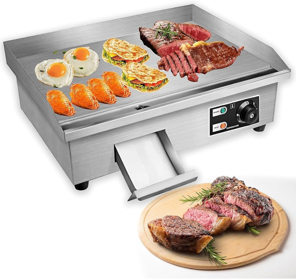 Electric Griddle, Flat Top Griddle for Restaurant, 1600W/3000W Countertop Commercial Grill, Non-Stick Stainless Steel Grill, 50~300℃(122℉-572℉) Temperature Adjustable,220V