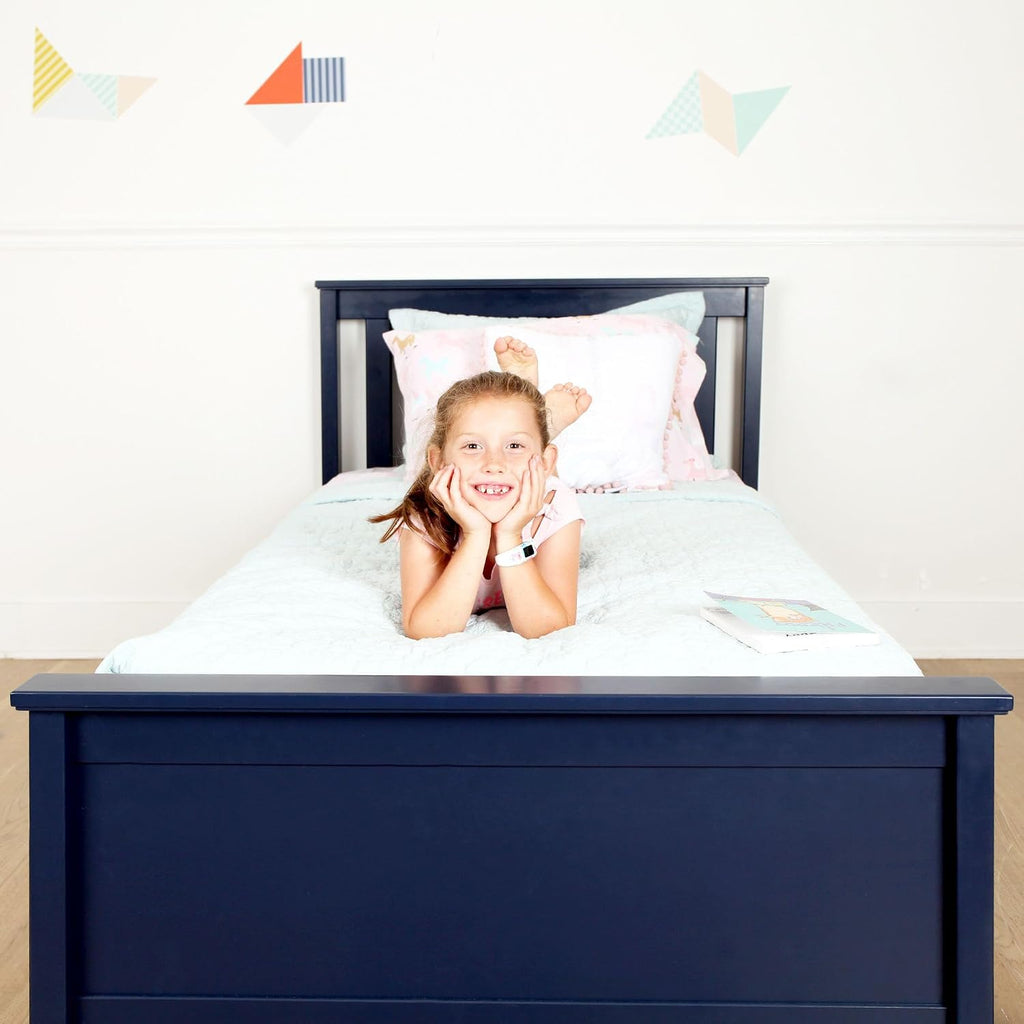 Max & Lily Twin Bed, Bed Frame with Headboard For Kids with Storage Drawers, Slatted, Blue