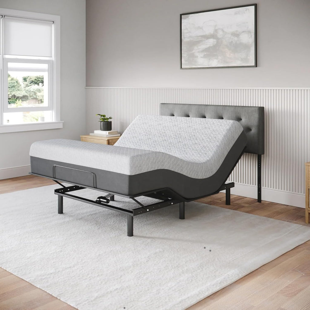 Celestial Aurora Adjustable Bed Base (Frame) + 10 inch Gel Memory Foam Mattress (Medium), Easy Assembly, Head and Foot Lift, Zero Gravity, Memory Positions, CertiPUR-US Bed - Full