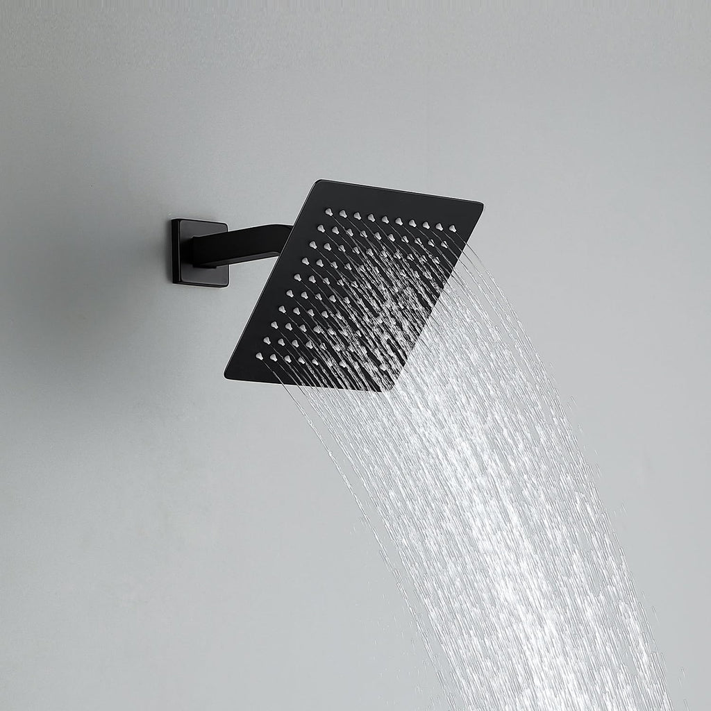 JOYWELL Bathtub Shower System Matte Black with 8 Inch Shower Head and Handheld Shower Tub Faucet Combo