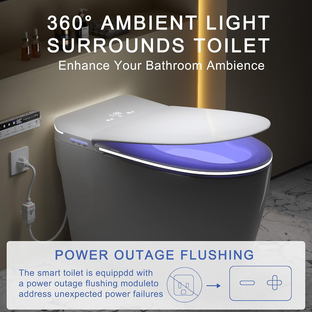 Smart Toilet with Bidet Built in,Foam Shield & Aromatherapy Spray, Heated Seat with Instant Warm Water Sprayer & Air Dryer, Upgrade Gourd-shaped Seat for Child & Adult