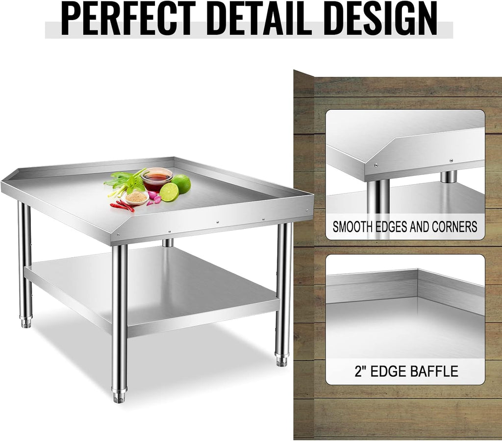 36' x 30' Stainless Steel Equipment Grill Stand with Undershelf, Heavy Duty Griddle Stand Table for Kitchen, Bar, Restaurant, Home and Hotel