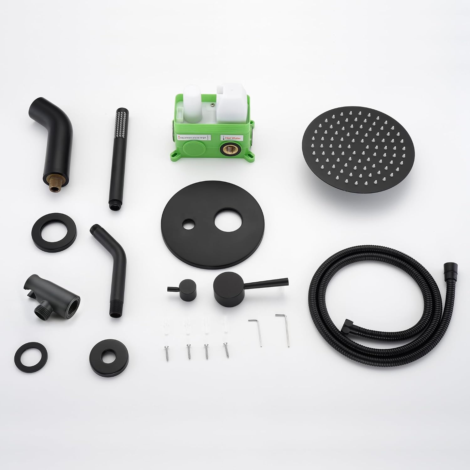 Matte Black Rain Shower Systems with Waterfall Tub Spout, Shower Faucets Sets Complete with 8 Inches Rain Shower Head and Handheld