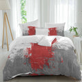 Abstract Art Duvet Cover Set Queen Size 4 Pieces Red Grey Wall Mottled Texture Minimalist Modern Bedding Set with Zipper Closure, 1 Comforter Cover 86x86 Inches 1 Flat Sheet & 2 Pillow Cases