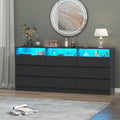 Gyfimoie 9 Drawer Double Dresser with Power Outlet, Accent Chests of Drawers with LED Light, Modern White Storage Dresser with Charging Station (Mirror Not Included) (9 Drawers-Black)