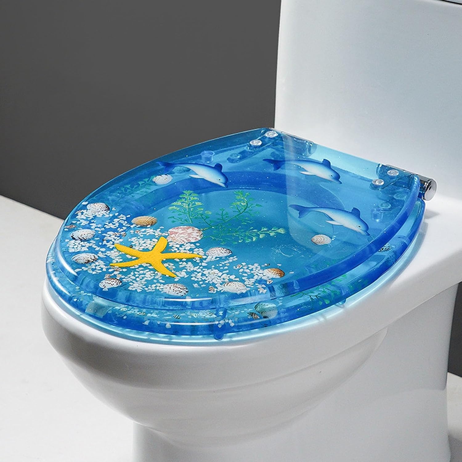 Toilet Seat Resin Toilet Seat Round, Purple Toilet Seat, Elongated Toilet Seat Slow Close,Quick Release Easy to Install Easy to Clean 16.5' × 14.2' (Shells)