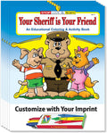 ZOCO – The Sheriff is Your Friend – Custom Educational Coloring Books (250 Bulk Pack, With Crayons) – Promotional Police Toys, Activities for Kids
