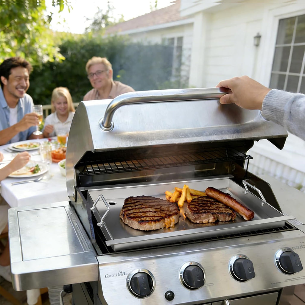 Full Size Griddle Insert for Napoleon Prestige PRO 500 & Built-in Prestige 500 Grills Accessories, BIP500RBNSS-3 P500RBPSS P500RSIBNK-3 P500 P500N Parts, 26.3'L x 17.7'W Stainless Steel Griddle Plate
