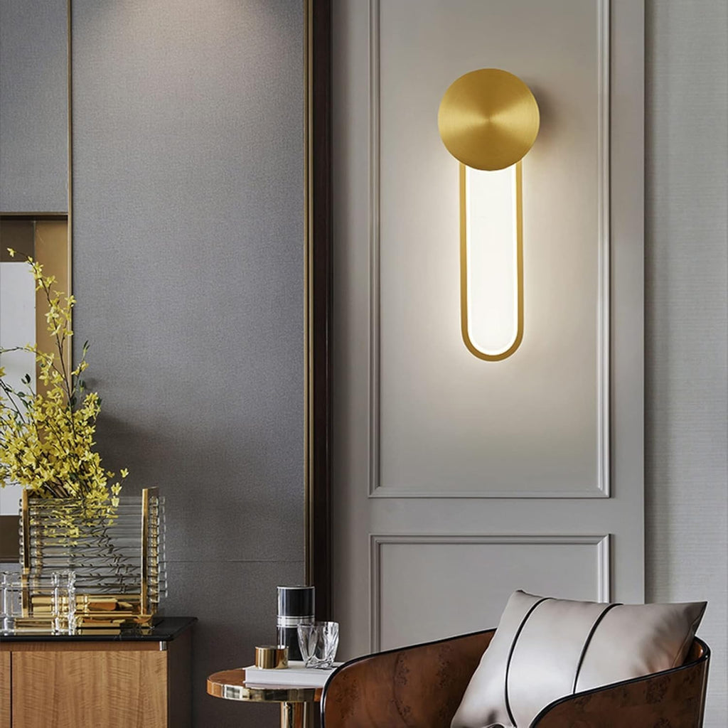 Wall Lamps Compatible with Living Room - Copper Lamp Bedroom Bedside Modern Minimalist Background Aisle Light Luxury Sconces, Lighting Chandelier